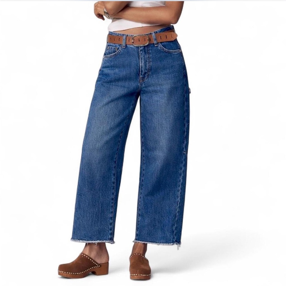 ANTHROPOLOGIE PILCRO Blue Denim Raw Hem Barrel Jeans {US 24}